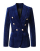 Navy Fashion Shawl Lapel Slim Fit Velvet Women Blazer