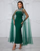 Gorgeous Sheath Tulle Sleeve Formal Dress with Beading