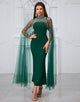 Gorgeous Sheath Tulle Sleeve Formal Dress with Beading