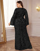 Elegant Half Slit Long Sleeves Formal Dress with Crystal