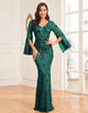 Gorgeous Sheath Half Slit Long Sleeves  Formal Dress with Applique