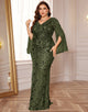 Elegant Half Slit Long Sleeves Formal Dress with Crystal