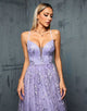 Elegant Spaghetti V-Neck Tulle Formal Dress with Applique