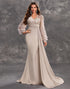 Elegant Tulle Long Sleeves Ruched Formal Dress with Sequin