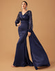 Elegant Tulle Long Sleeves Ruched Formal Dress with Sequin