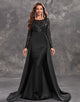 Noble Long Sleeves Chapel Train Formal Dress with Sequin