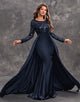 Noble Long Sleeves Chapel Train Formal Dress with Sequin