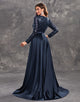 Noble Long Sleeves Chapel Train Formal Dress with Sequin