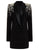 Black Fashion Peaked Lapel Double Breasted Crystal  Decorate Women Blazer