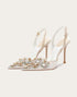 Sparkly Apricot Rhinestones Lace High Heels