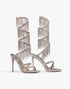 Sparkly Silver Beading Strappy Tassels Open Toe High Heels