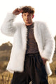 Men's White Plush Blazer Winter Warm Coat with Pockets