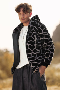 Men's Black Short style with hood Blazer Winter Warm Full Zip Coat with Pockets