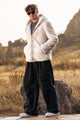 Men's Ivory Jacket Short Hooded Fashion Plush Winter Warm Coat