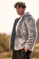 Men's Grey Jacket Hooded Plush Winter Warm Full Zipper Casual Coat