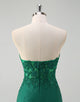 Green Sheath Sweetheart V-Neck Applique Prom Dress