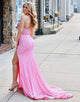 Pink Sheath Strapless Sequin Prom Dress with Slit