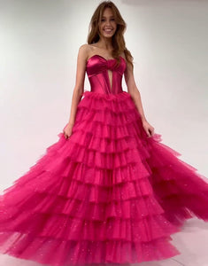 Black A-Line Sweetheart Tulle Long Prom Dress