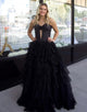 Black A-Line Sweetheart Tulle Long Prom Dress