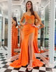 Orange Sheath Sweetheart Lace-up Prom Dress with Slit