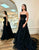 Black A-Line Strapless Tulle Long Prom Dress