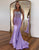 Purple Mermaid Bateau Neck Strapless Sequin Prom Dress