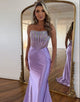 Purple Mermaid Strapless Prom Dress with Sleeveless