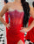 Red Sheath Spaghetti Slit Prom Dress with Sweep Train