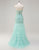 Green Mermaid 3D Flower Tulle Cascading Ruffles Prom Dress