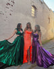 Orange Mermaid Strapless Sequin Slit Prom Dress