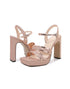 Women High Heel Sandals Open-Toe Blush Sequins Thick Heel Pumps