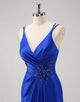 Royal Blue Mermaid Spaghetti Applique Slit Prom Dress