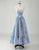 Blue A-Line Strapless Applique Prom Dress with Belt