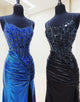 Glitter Spaghetti Straps Mermaid Long Prom Dress with Beading