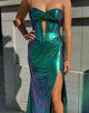 Dark Green Sweetheart Mermaid Long Prom Dress with Slit