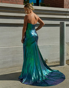 Dark Green Sweetheart Mermaid Long Prom Dress with Slit