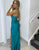 Blue Spaghetti Straps Satin Mermaid Long Prom Dress