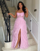 Black Strapless A-Line Tulle Tiered Long Prom Dress with Appliques