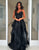 Sparkly Black Spaghetti Straps A-Line Sequins Tiered Long Prom Dress