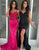 Sparkly Black Spaghetti Straps Mermaid Sequins Slit Prom Dress