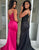 Sparkly Black Spaghetti Straps Mermaid Sequins Slit Prom Dress