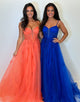 Orange Spaghetti Straps A-Line Tulle Prom Dress with Appliques