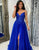 Royal Blue Spaghetti Straps A-Line Tulle Sequins Prom Dress