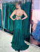 Glitter Dark Green Spaghetti Mermaid Beaded Long Prom Dress