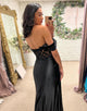 Black Off the Shoulder Mermaid Long Prom Dress with Appliques