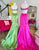 Fuchsia Mermaid Spaghetti Bow Crystal Sweep Train Prom Dress