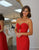 Red Sheath Sweetheart Flower Floor Length Prom Dress