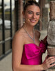 Fuchsia Mermaid Bateau-Neck Bow Strapless Prom Dress