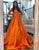 Orange A-Line Bateau Neck Sleeveless Ruched Prom Dress