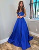 Halter A-Line Hollow Crystal Sleeveless Prom Dress